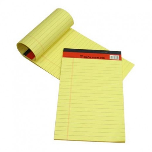 Sinarline A4 Size Legal Pad Yellow 